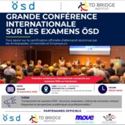 Affiche de la Grande Conférence Internationale sur les examens ÖSD - Yaoundé, Cameroun, 19 septembre 2026 - organisée par TD Bridge Institut, centre d'examen officiel.